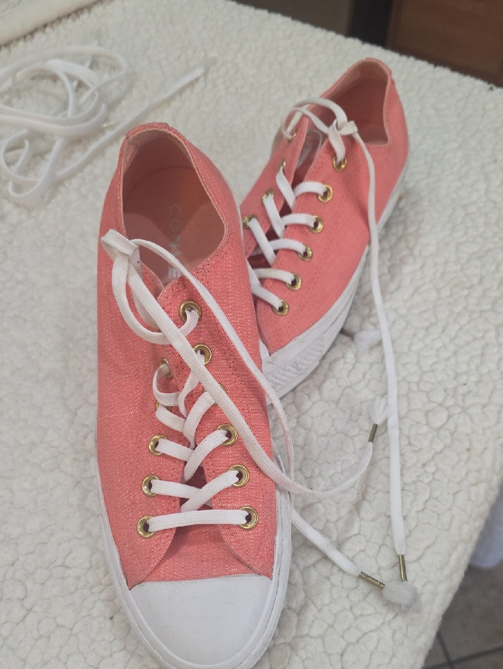 Converse Coral Pink Canvas Low-Top Sneakers